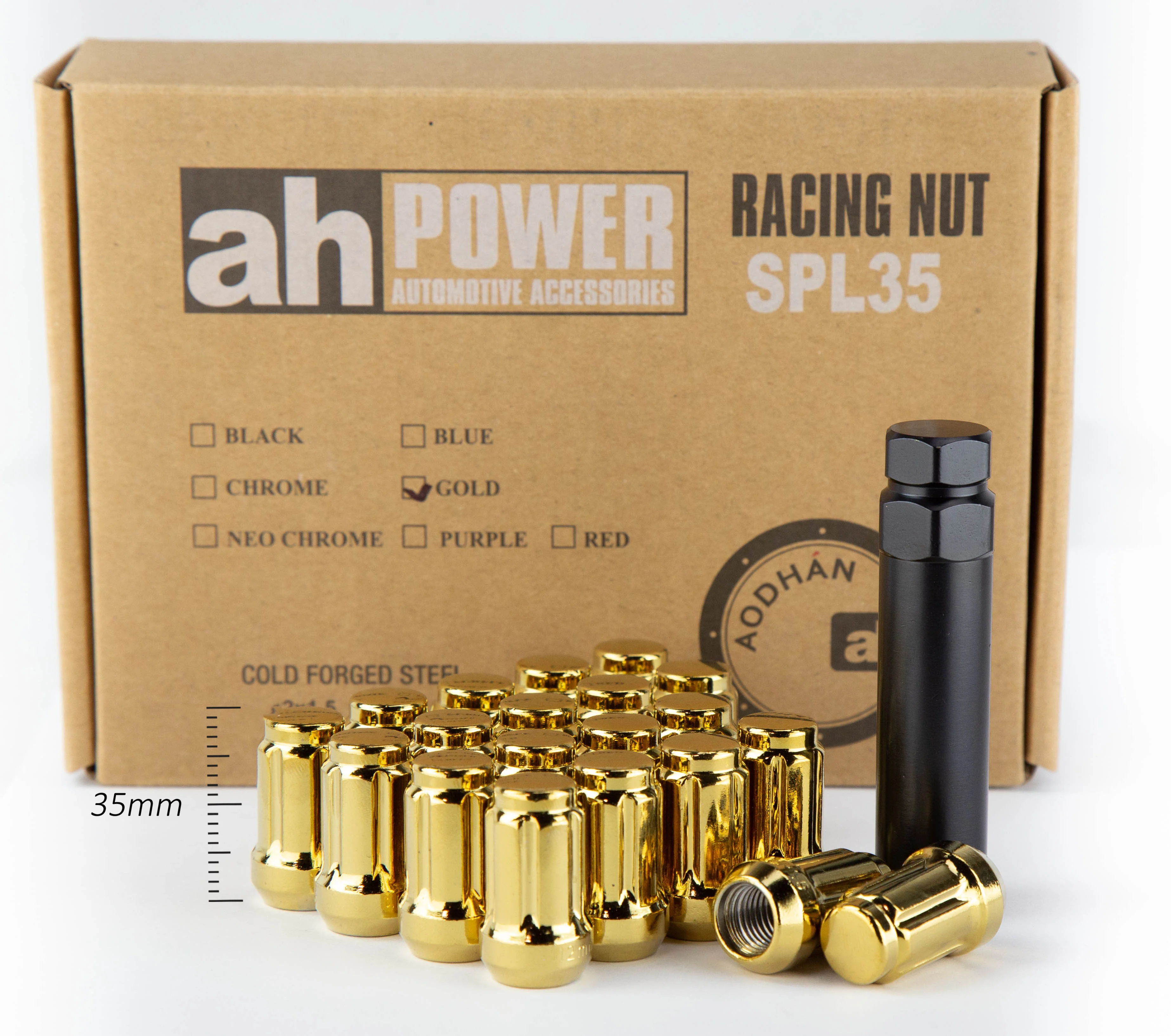 Aodhan SPL35 Spline Lug nuts Set - Conical Seat ,35mm Overall Size - Image 23