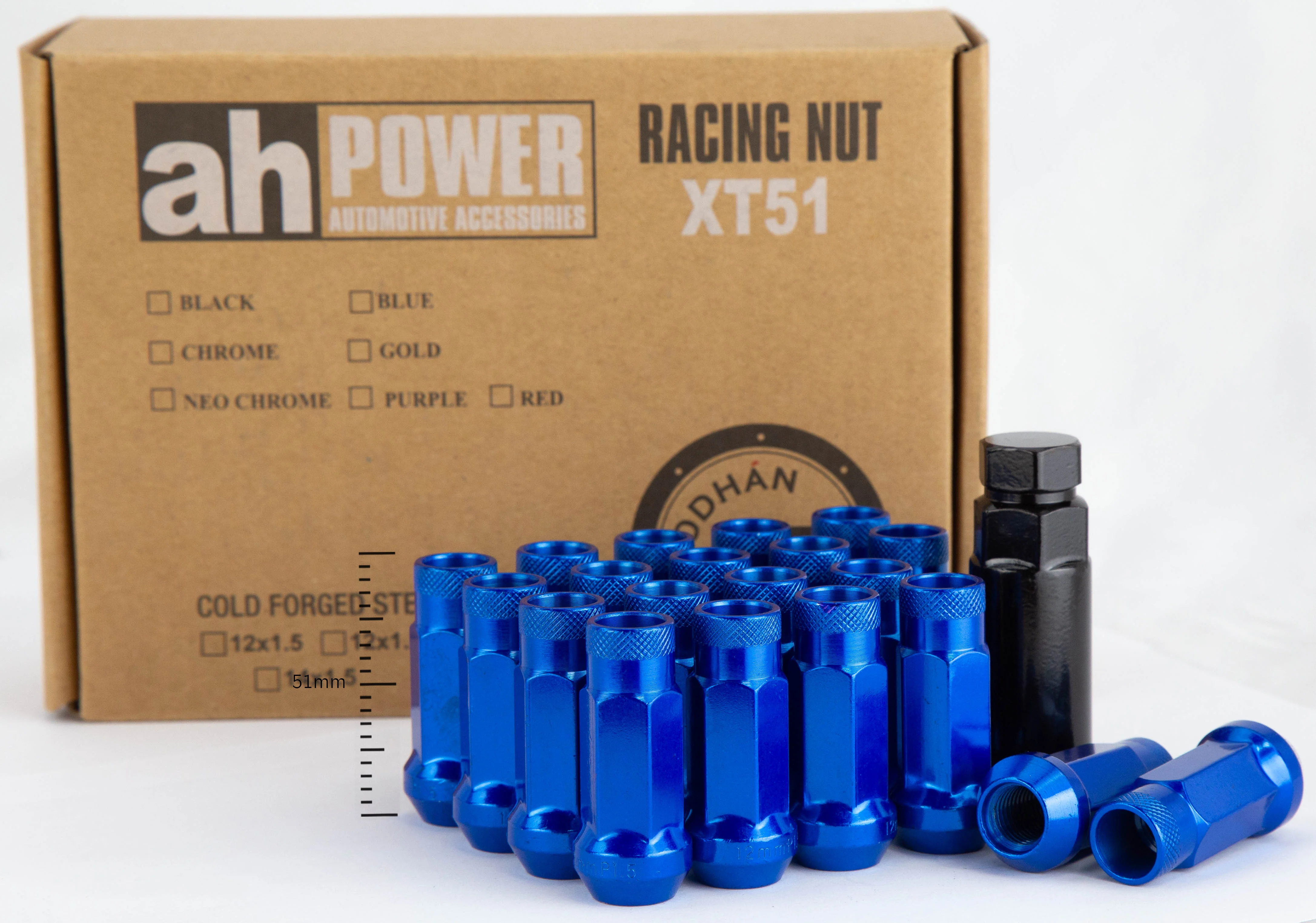 Aodhan XT51 Extended Open End Lug Nut Set – Conical Seat, 51mm Overall Length - Image 13