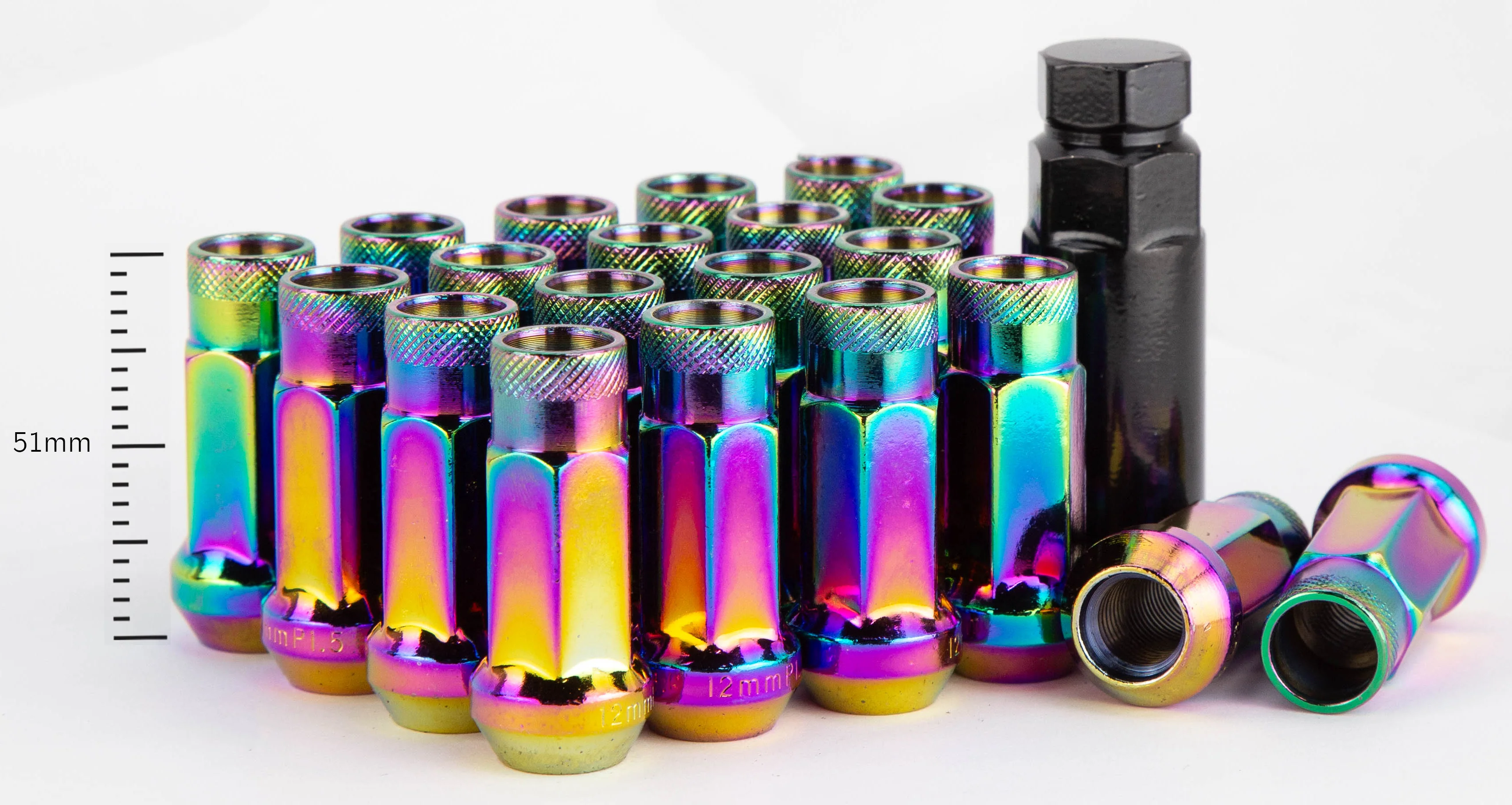 Aodhan XT51 Extended Open End Lug Nut Set – Conical Seat, 51mm Overall Length - Image 3