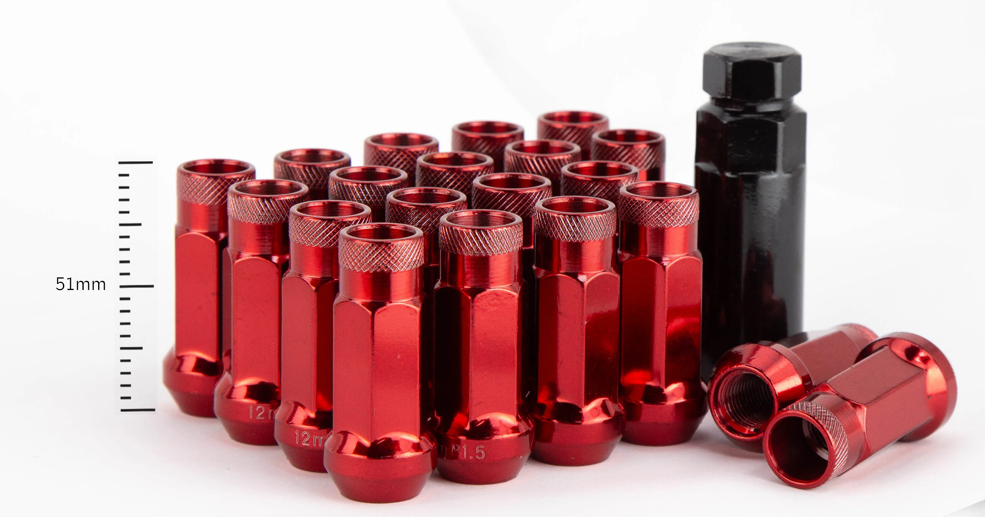 Aodhan XT51 Extended Open End Lug Nut Set – Conical Seat, 51mm Overall Length - Image 5