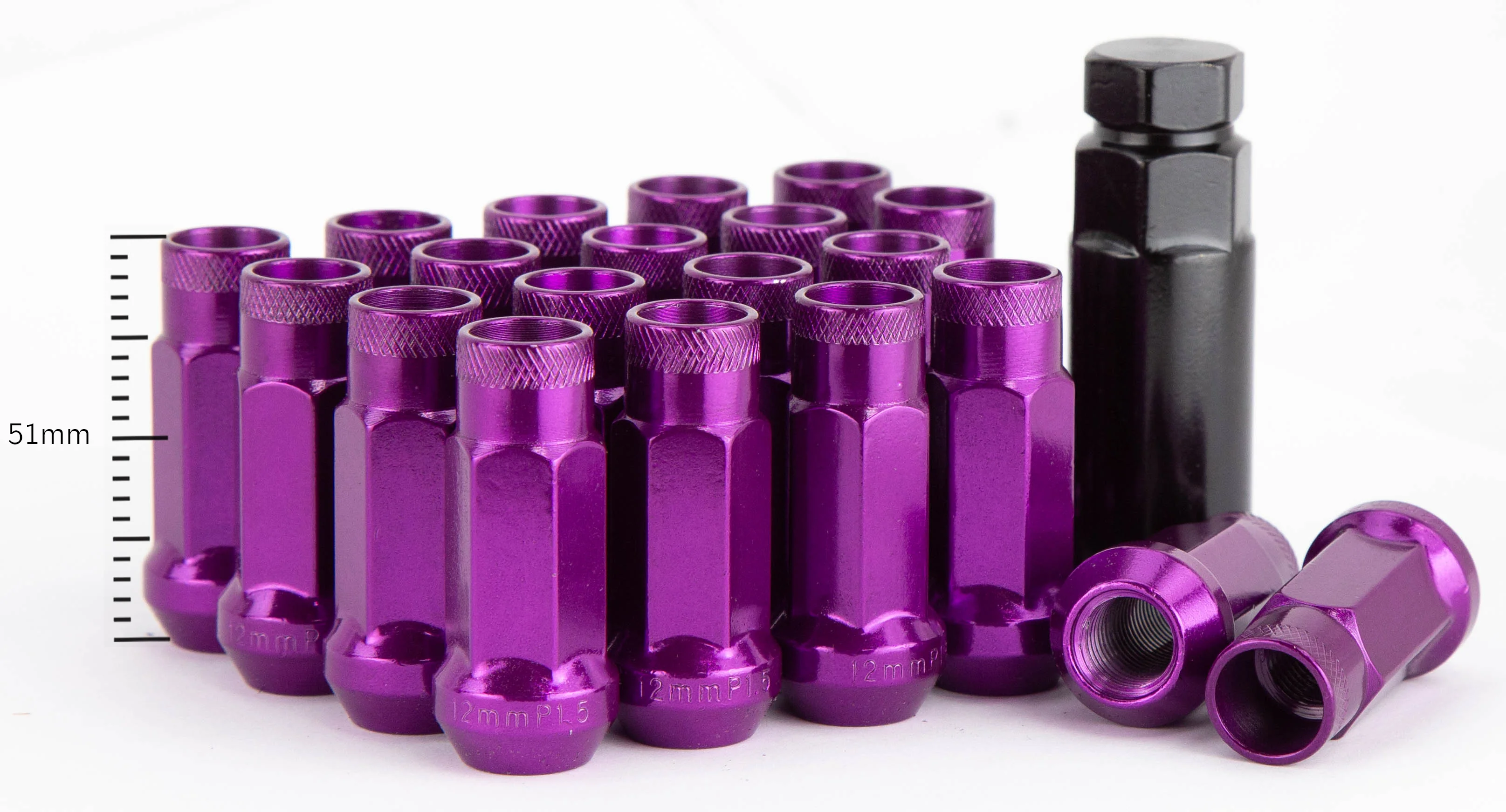 Aodhan XT51 Extended Open End Lug Nut Set – Conical Seat, 51mm Overall Length - Image 8