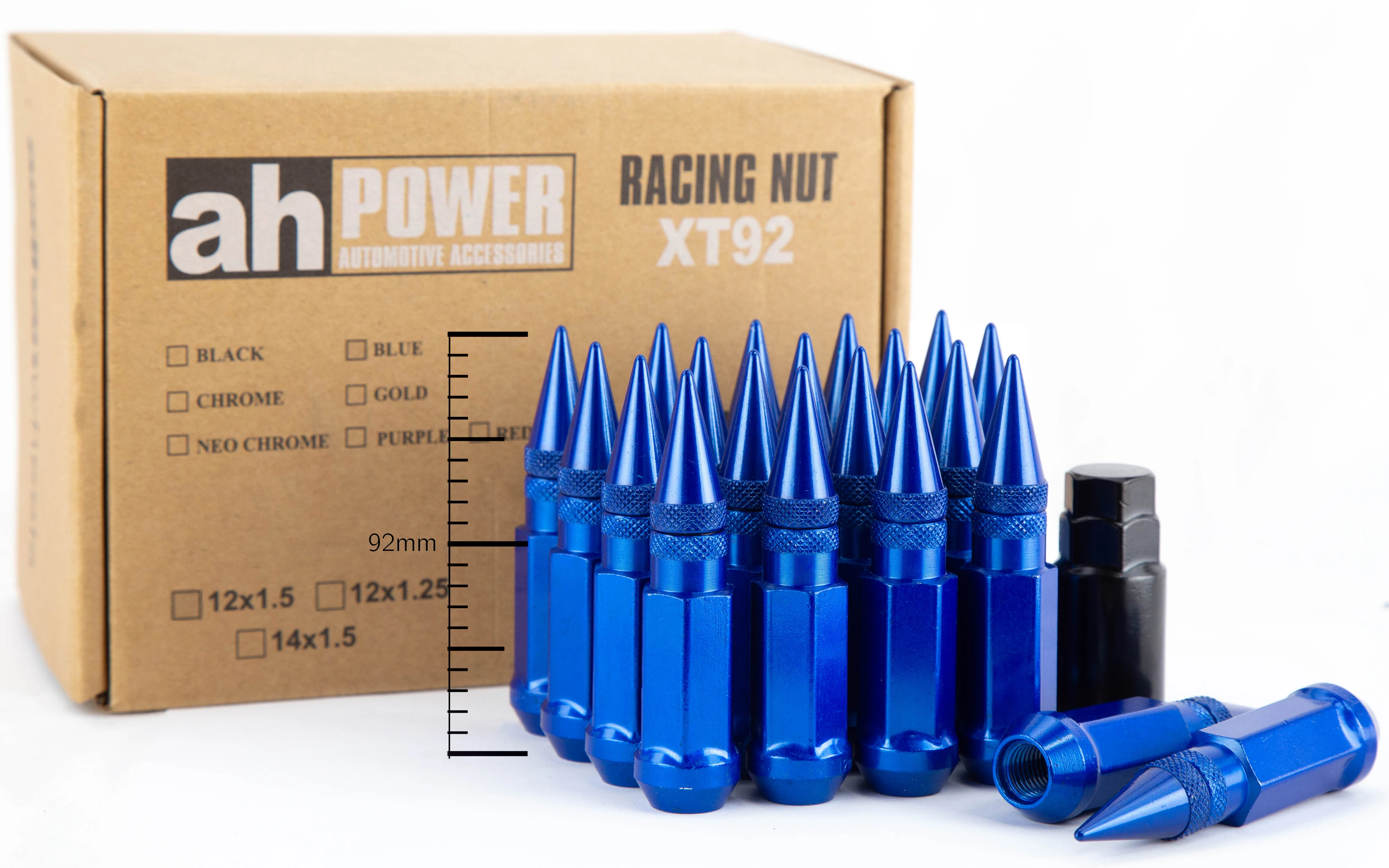 Aodhan XT92 Spiked Extended Lug Nut Set – Conical Seat, 91mm Overall Length - Image 10