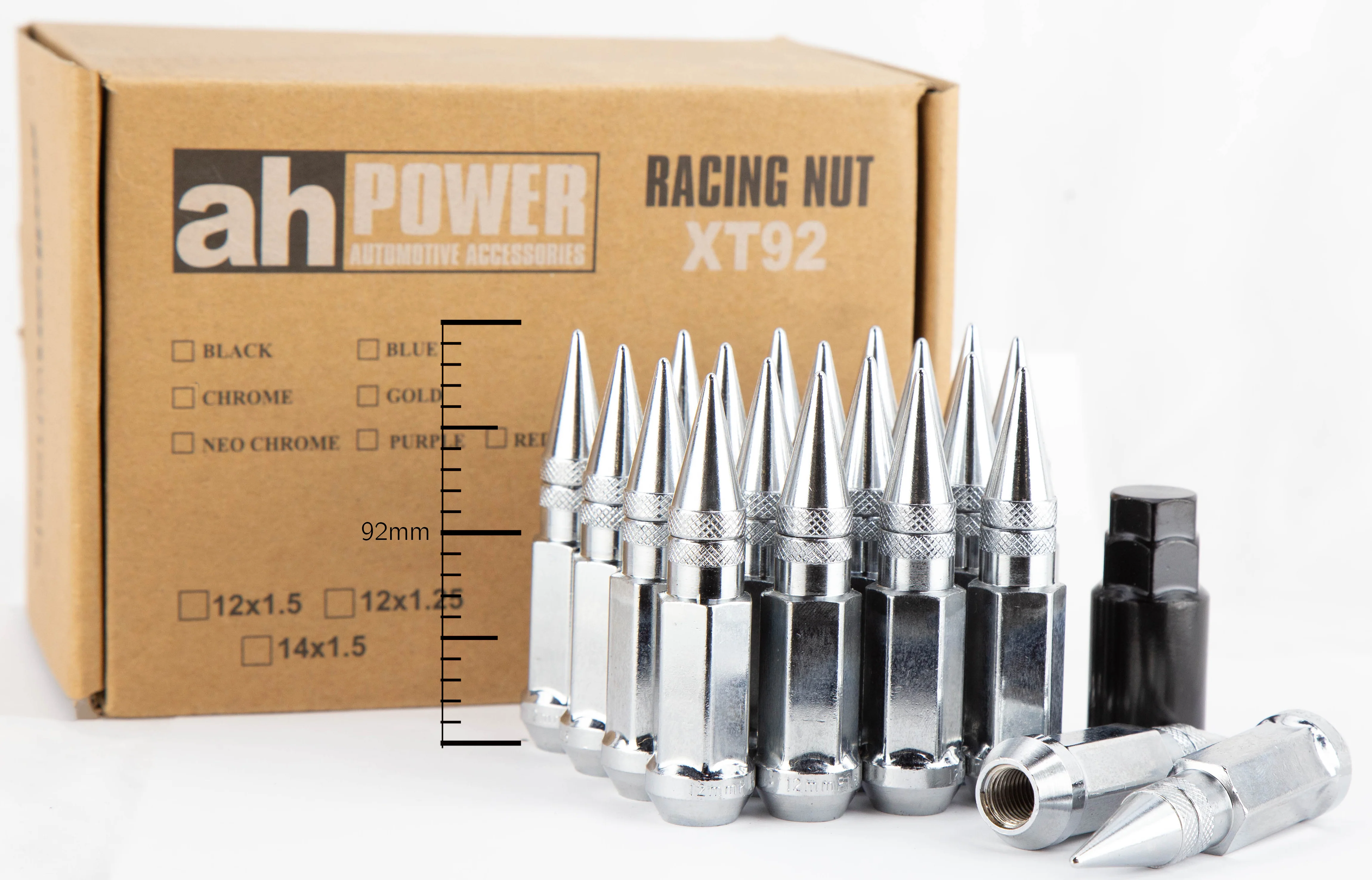 Aodhan XT92 Spiked Extended Lug Nut Set – Conical Seat, 91mm Overall Length - Image 11