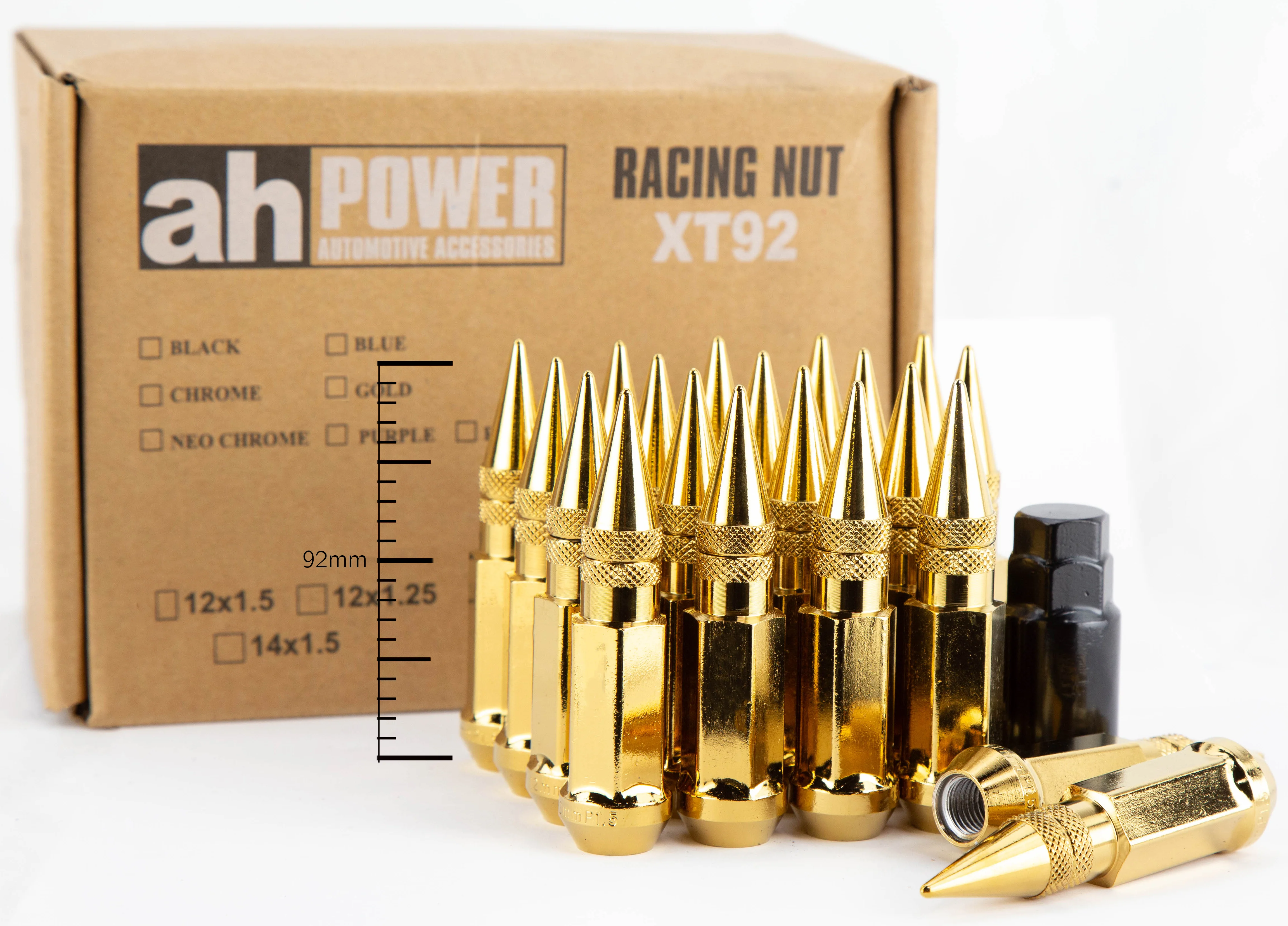 Aodhan XT92 Spiked Extended Lug Nut Set – Conical Seat, 91mm Overall Length - Image 12