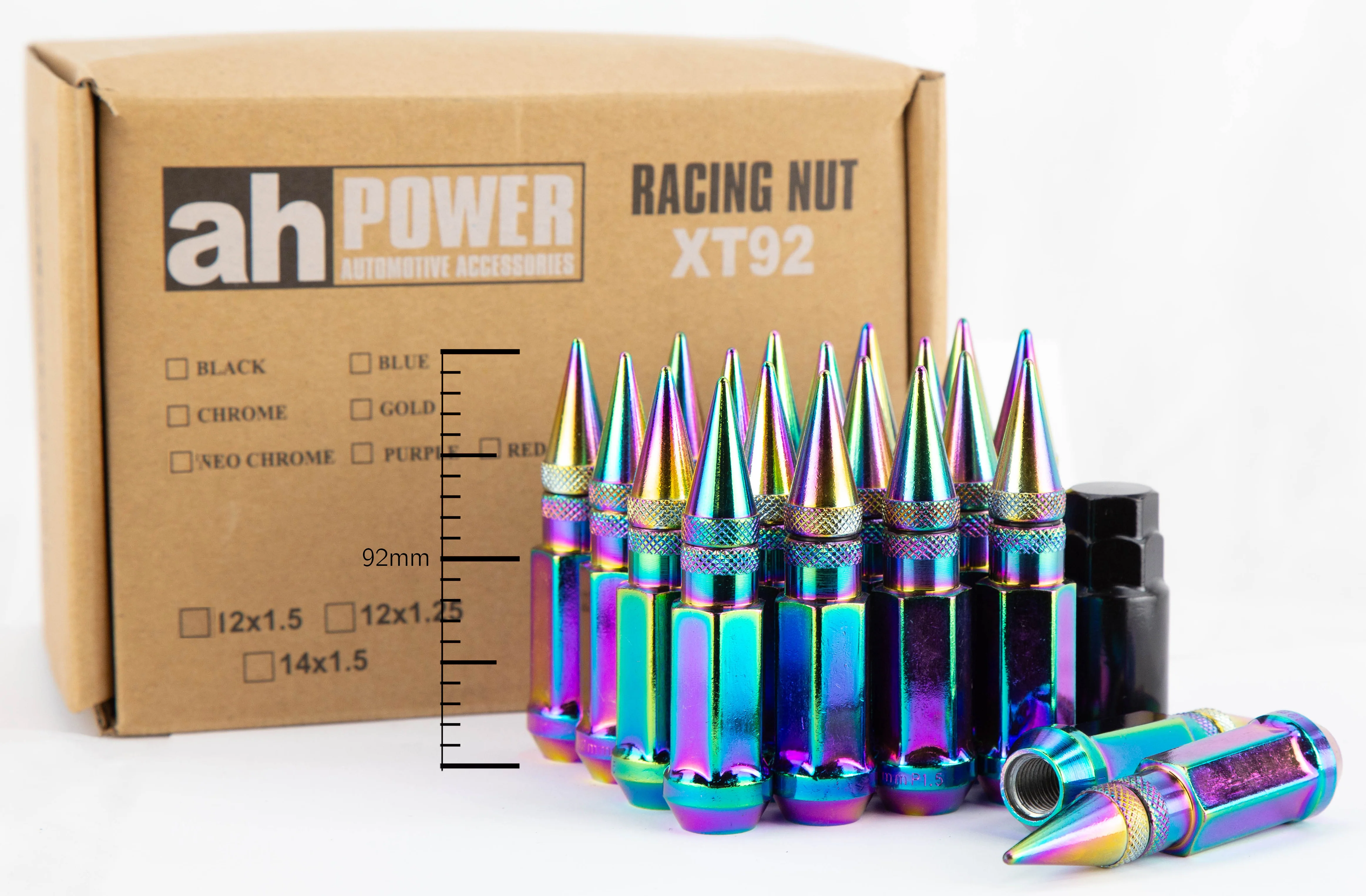 Aodhan XT92 Spiked Extended Lug Nut Set – Conical Seat, 91mm Overall Length - Image 13