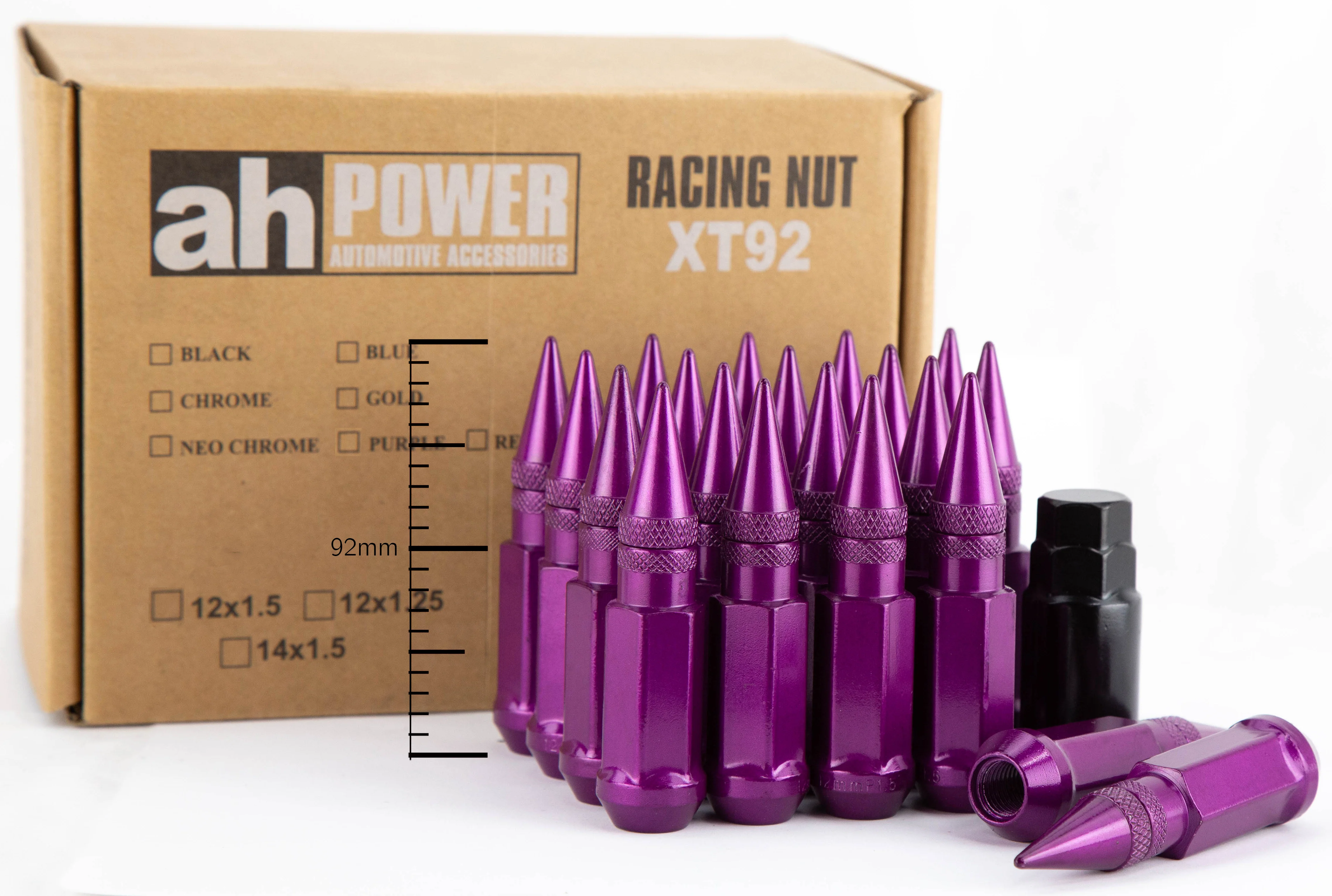 Aodhan XT92 Spiked Extended Lug Nut Set – Conical Seat, 91mm Overall Length - Image 14